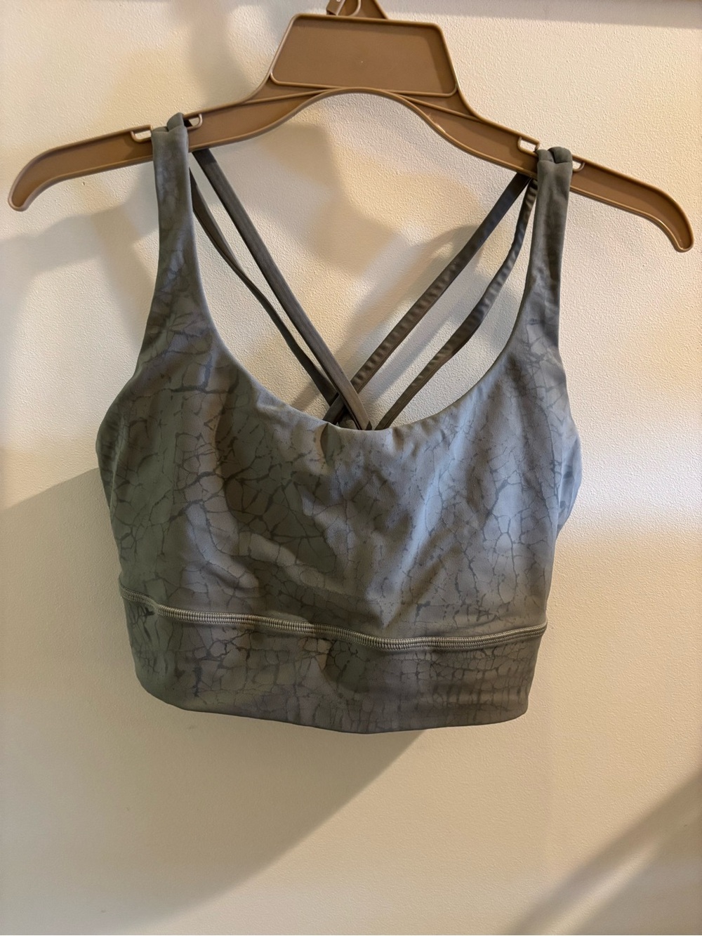 lululemon athletica Gray Cracked-Print Strappy Sports Bra